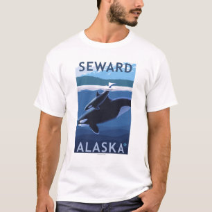Seward, AlaskaOrca and Calf Scene T-Shirt