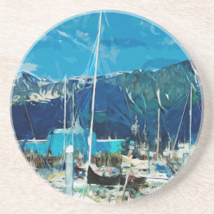 Seward Harbour Alaska Abstract Impressionism Coaster