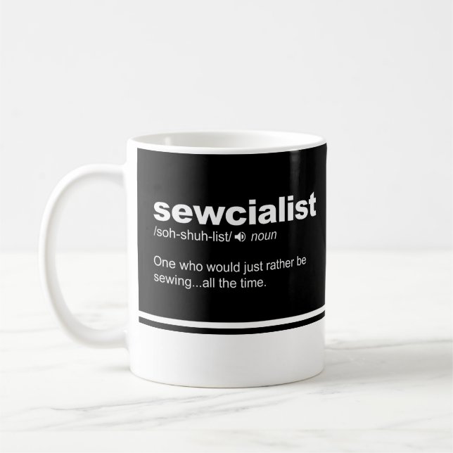 Sewcialist  Funny Sewing Modern Typography Coffee  Mug (Left)