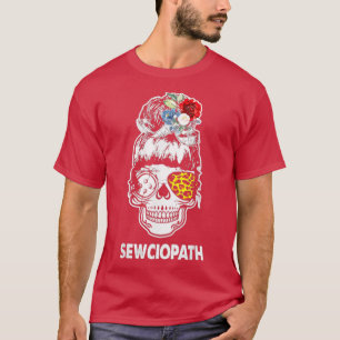 Sewciopath Cool Leopard Skull Floral Sewing Gifts T-Shirt