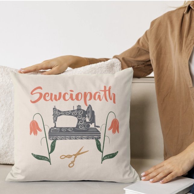 Sewciopath Funny Quote-Sewing Machine  Cushion (Creator Uploaded)
