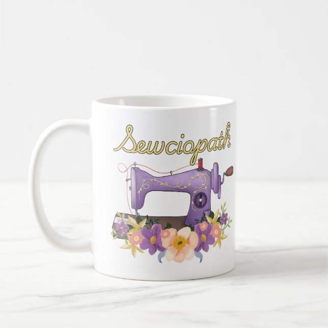 Sewciopath (sociopath) Vintage Sewing Machine Coffee Mug (Left)