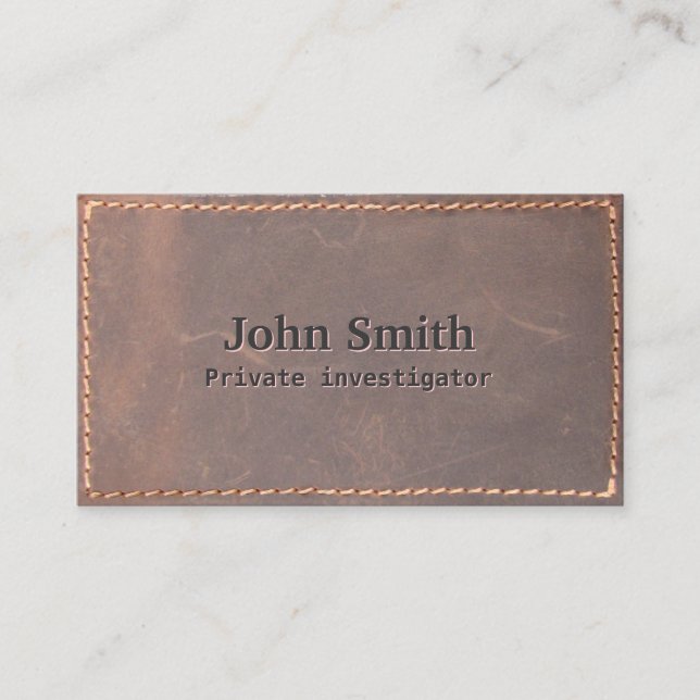 Sewed Leather Investigator Business Card (Front)