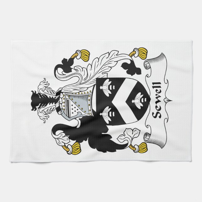 Sewell Family Crest Tea Towel (Horizontal)