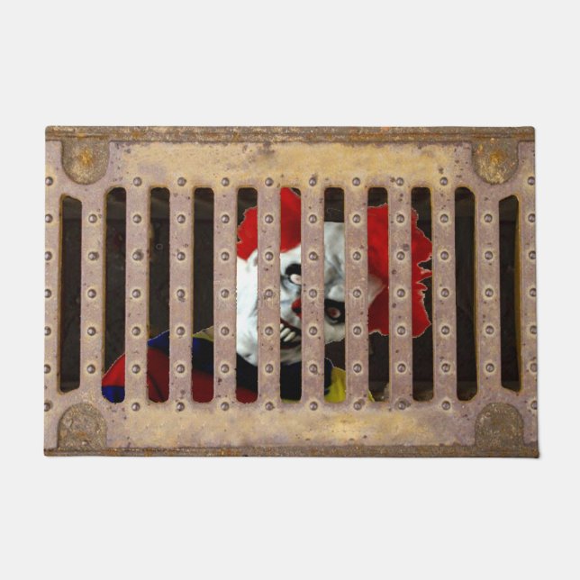 sewer grate w/ scary clown doormat (Front)
