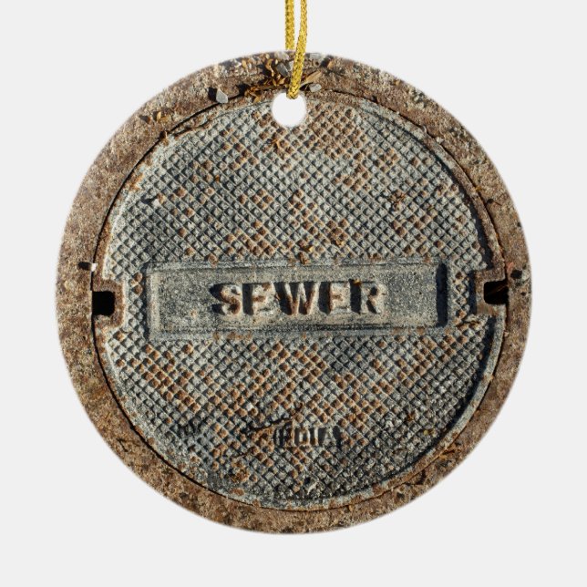 Sewer Manhole Cover Official Ceramic Tree Decoration (Front)