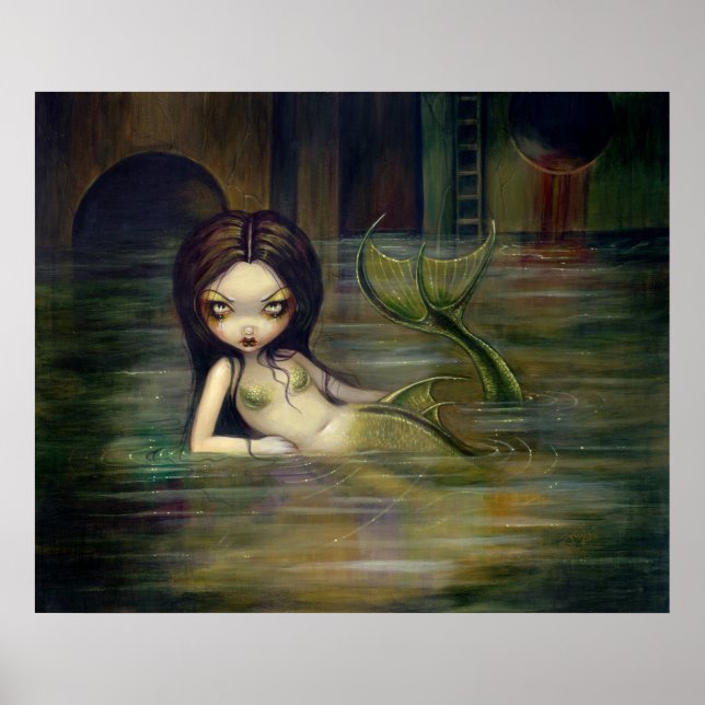 Sewer Mermaid ART PRINT urban steampunk (Front)