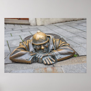 Sewer Worker Bronze Statue, Bratislava, Slovakia Poster