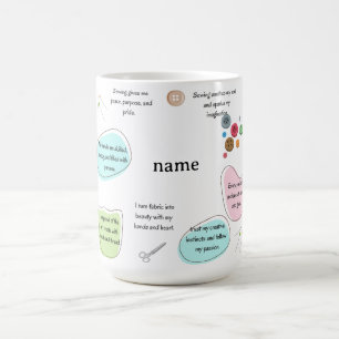 Sewing Affirmations for Crafters Sewing Quotes Coffee Mug