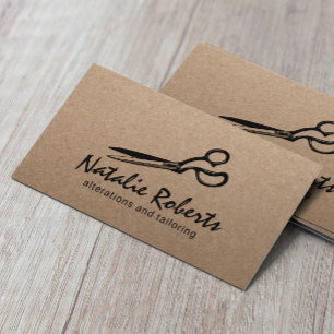 Sewing Alteration Seamstress Tailor Rustic Kraft Business Card