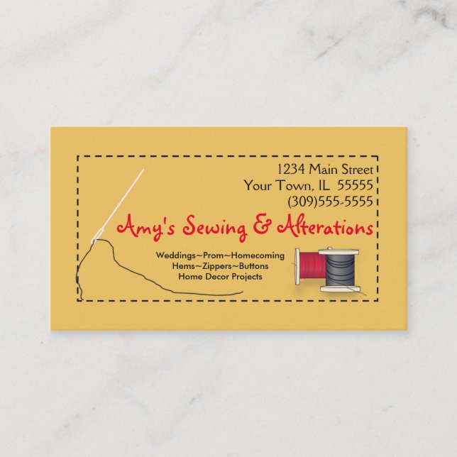 Sewing Alterations Business Cards (Front)