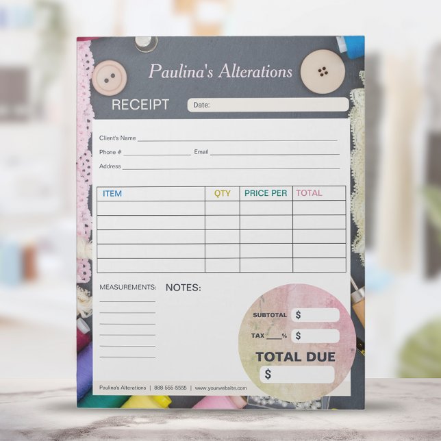 Sewing Alterations Seamstress Invoice Order Form Notepad (Creator Uploaded)