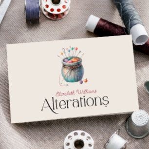 Sewing & Alterations Watercolor QR  Business Card