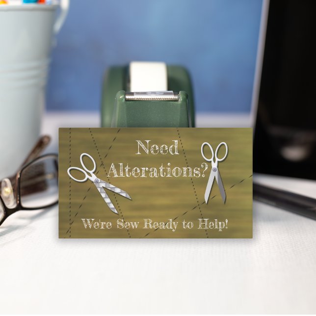 Sewing Alterations with Scissors Business Card (This business card will be great for alterations businesses.)