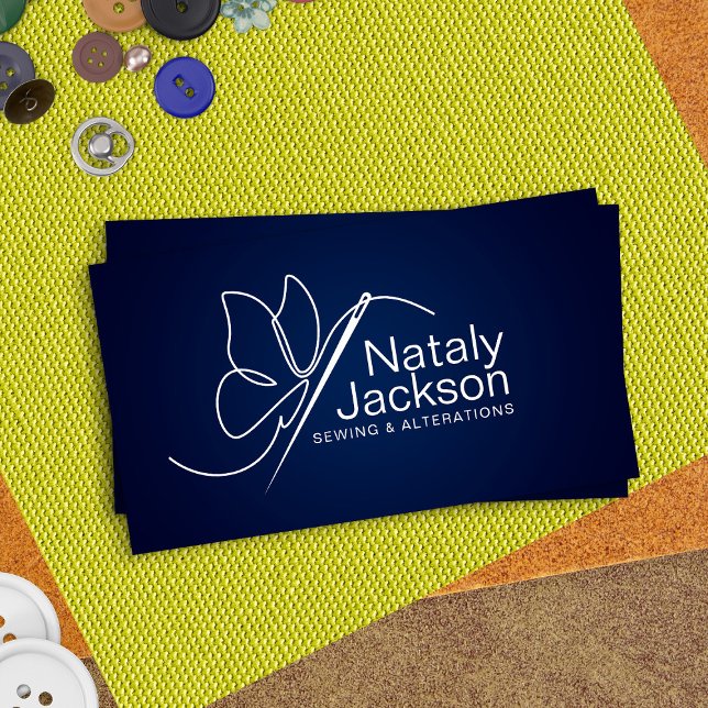 Sewing and Alterations - Butterfly Needle  Business Card (Creator Uploaded)