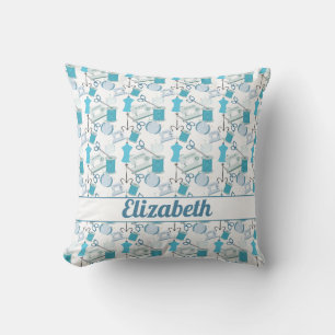 Sewing and Quilting Blue Cushion