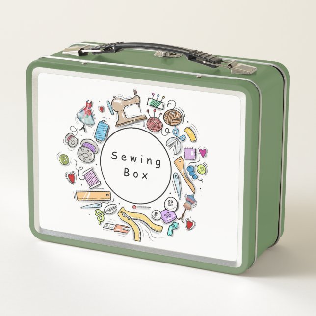 Sewing Box/Lunchbox Metal Lunch Box (Back)