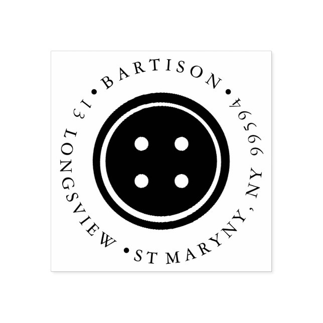 sewing button ROUND RETURN ADDRESS Rubber Stamp (Imprint)