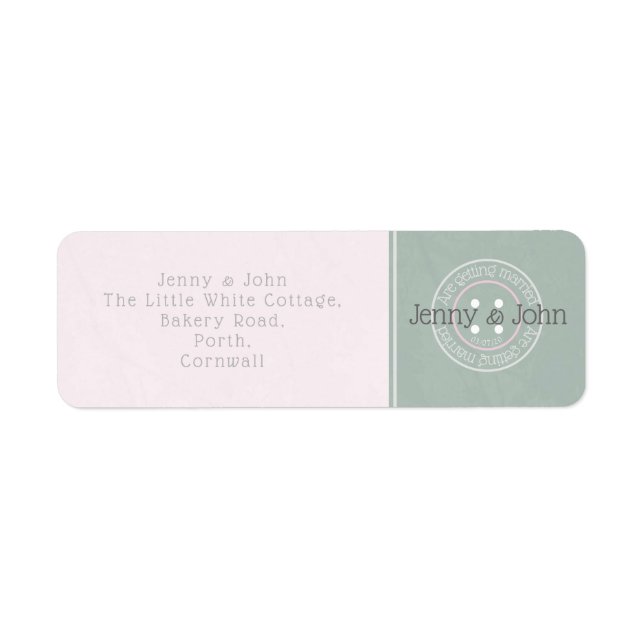 Sewing button wedding pink and green address label (Front)