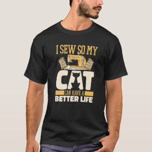 Sewing Cat Sewer Machine  Seamstress Handcraft Sew T-Shirt