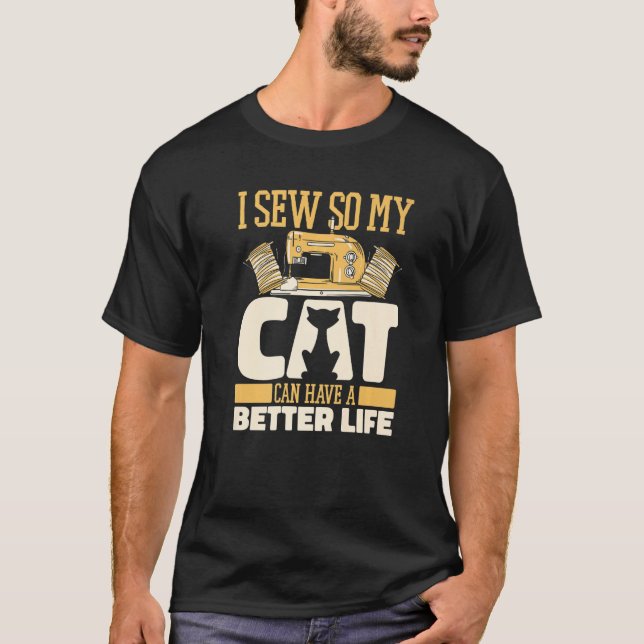 Sewing Cat Sewer Machine  Seamstress Handcraft Sew T-Shirt (Front)
