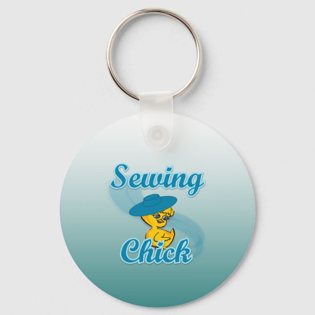 Sewing Chick #3 Key Ring (Front)