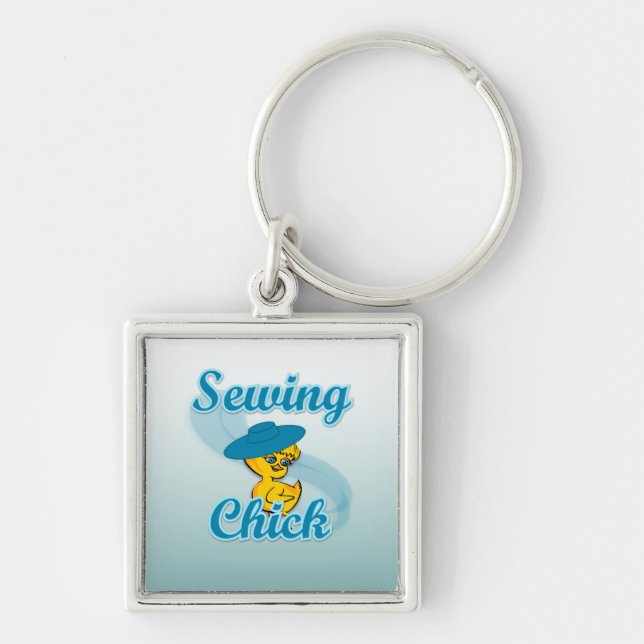 Sewing Chick #3 Key Ring (Front)