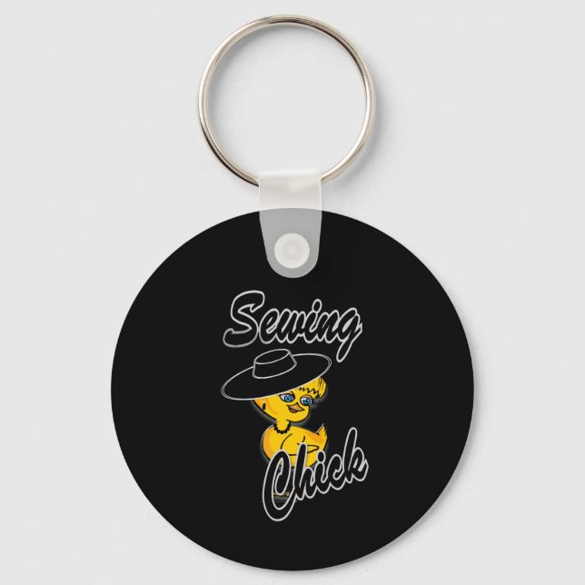 Sewing Chick #4 Key Ring (Front)