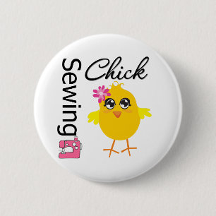 Sewing Chick 6 Cm Round Badge