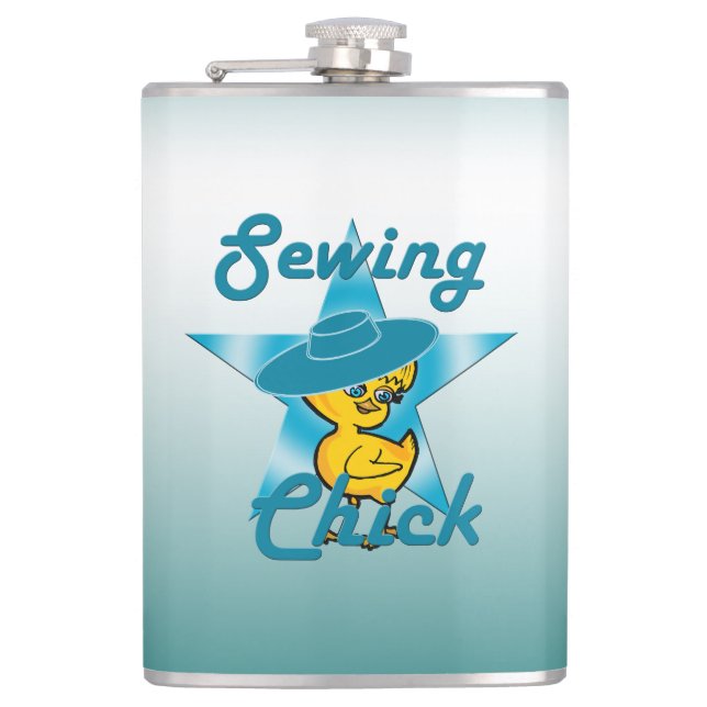 Sewing Chick #7 Hip Flask (Front)