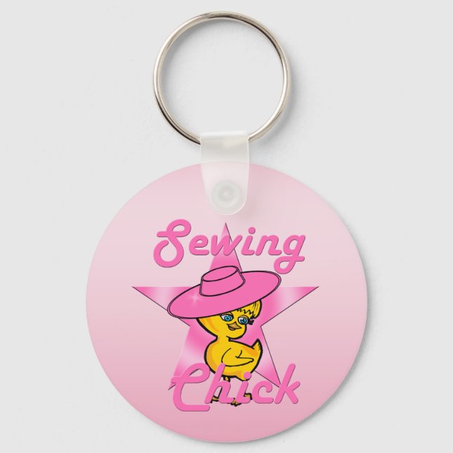 Sewing Chick #8 Key Ring (Front)