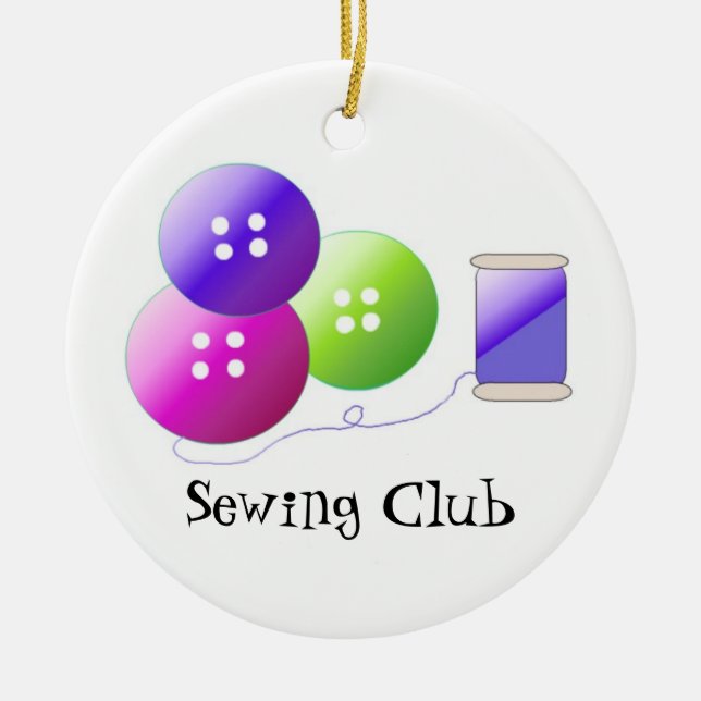 Sewing Club - Notions Ceramic Tree Decoration (Front)