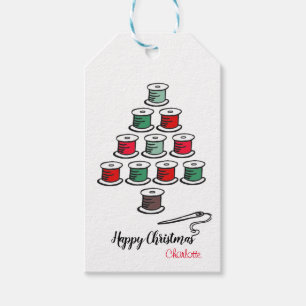 Sewing cotton reel Christmas tree Gift Tags