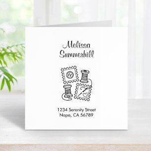 Sewing Craft Hobby Address 2 Rubber Stamp