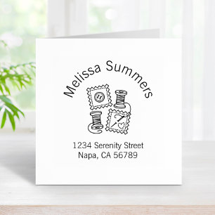Sewing Craft Hobby Arch Address Rubber Stamp