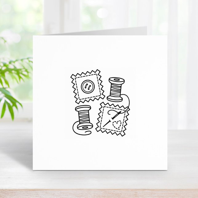 Sewing Craft Hobby Fabric Button Needle Thread 1x1 Rubber Stamp (Creator Uploaded)