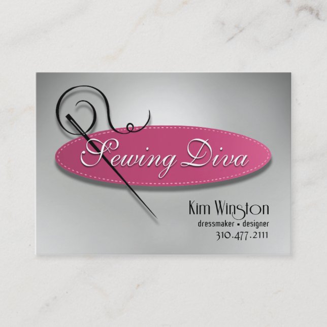 "Sewing Diva" - Seamstress, Dressmaker, Designer Business Card (Front)