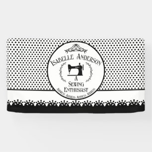 Sewing Enthusiast Black White Banner