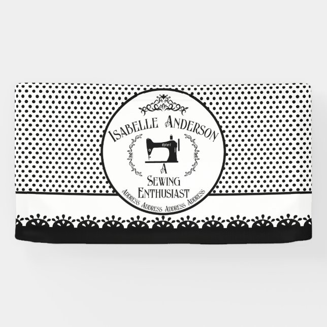 Sewing Enthusiast Black White  Banner (Horizontal)
