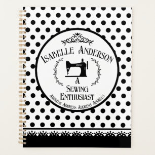 Sewing Enthusiast Black White Planner