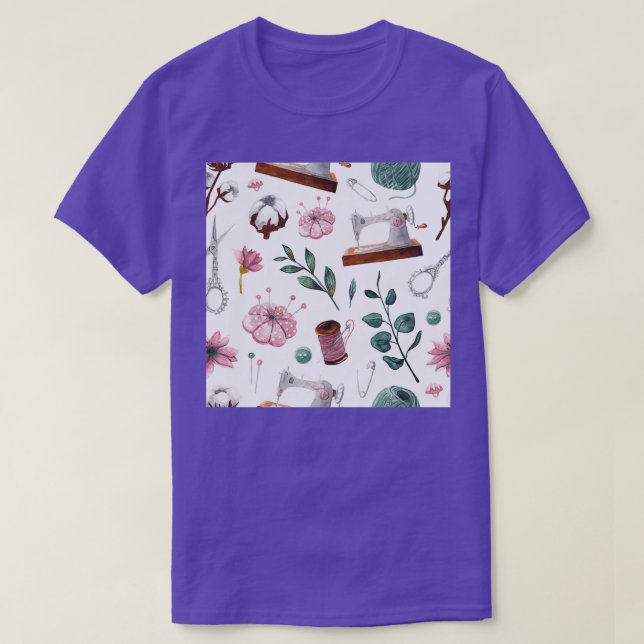 Sewing Floral Pattern  T-Shirt (Design Front)