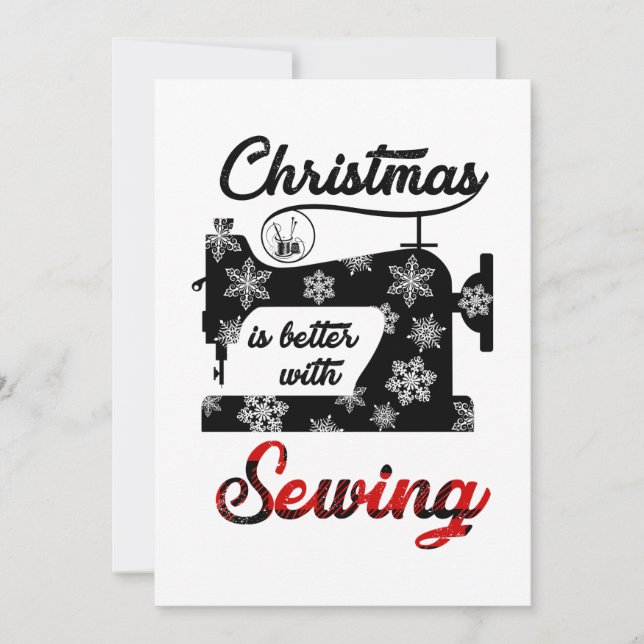 Sewing Gift | Christmas Is Better With Sewing Thank You Card (Front)