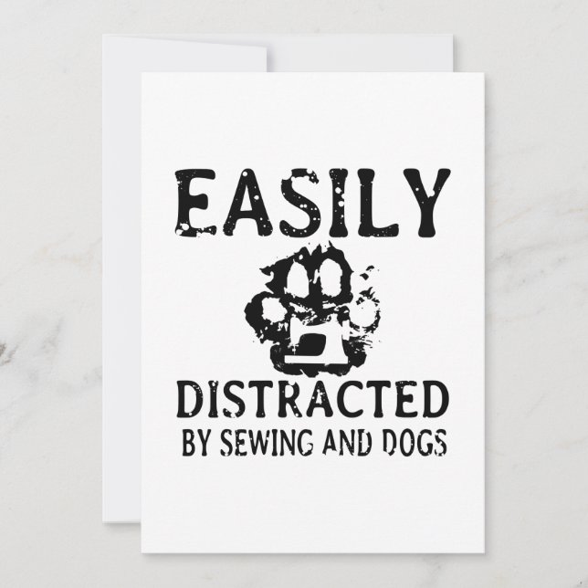 Sewing Gift | Easily Distracted By Sewing & Dog Save The Date (Front)