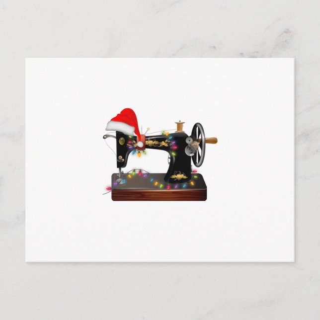 Sewing Gift | Merry Christmas Sewing Lover Announcement Postcard (Front)