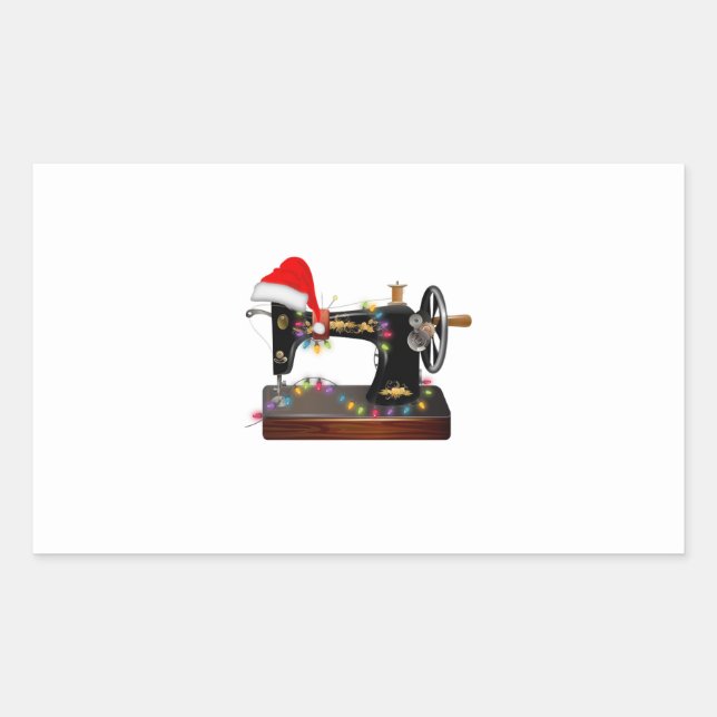 Sewing Gift | Merry Christmas Sewing Lover Rectangular Sticker (Front)