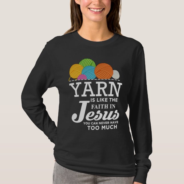 Sewing Jesus  Quilting Yarn Needle Christian T-Shirt (Front)
