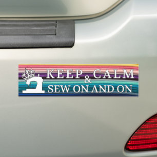 Sewing Keep Calm Sew On Rainbow Fabric Crafts Bumper Sticker