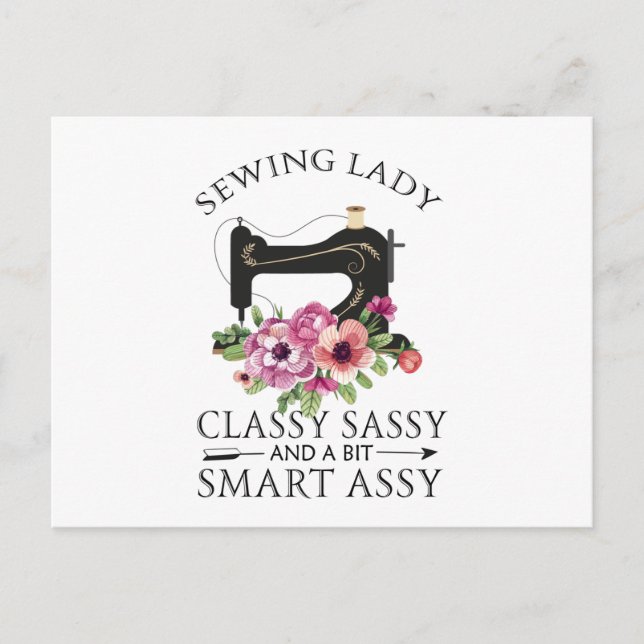 Sewing Lady Class Sassy And A Bit Smart Assy Invitation Postcard (Front)