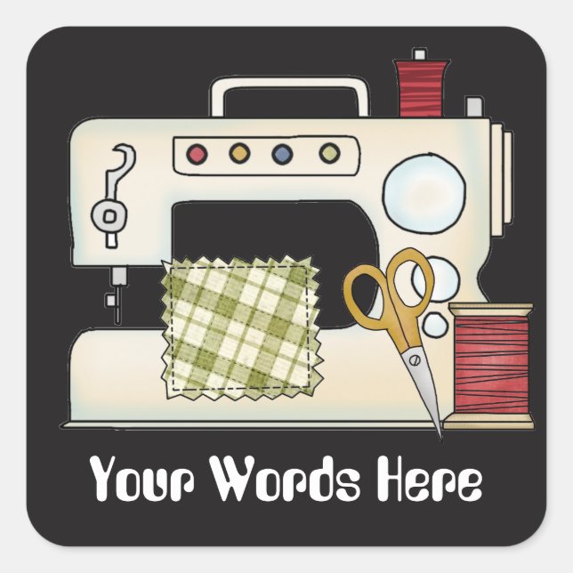 Sewing machine add words crafting sticker (Front)