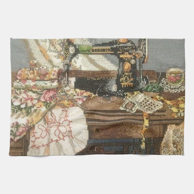 Sewing Machine and Dress Tea Towel (Horizontal)